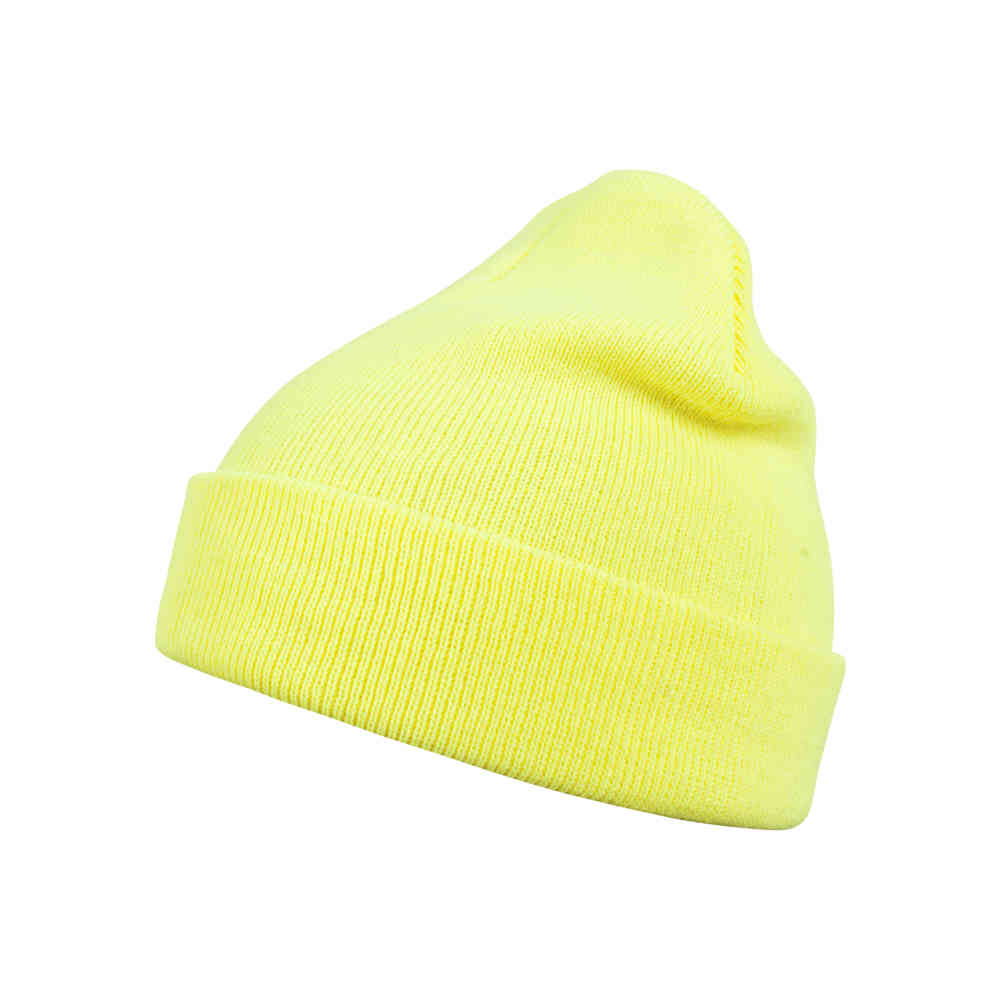 MSTRDS - Beanie Basic Flap neonyellow one size Beanie Muts - Geel